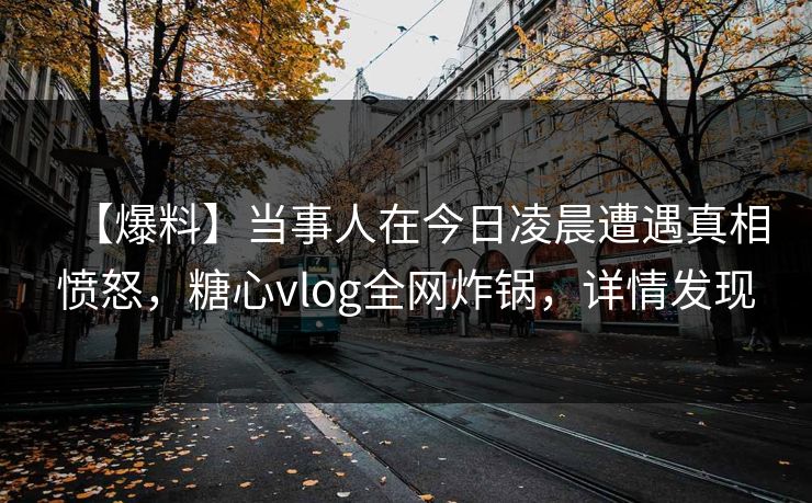 【爆料】当事人在今日凌晨遭遇真相愤怒，糖心vlog全网炸锅，详情发现