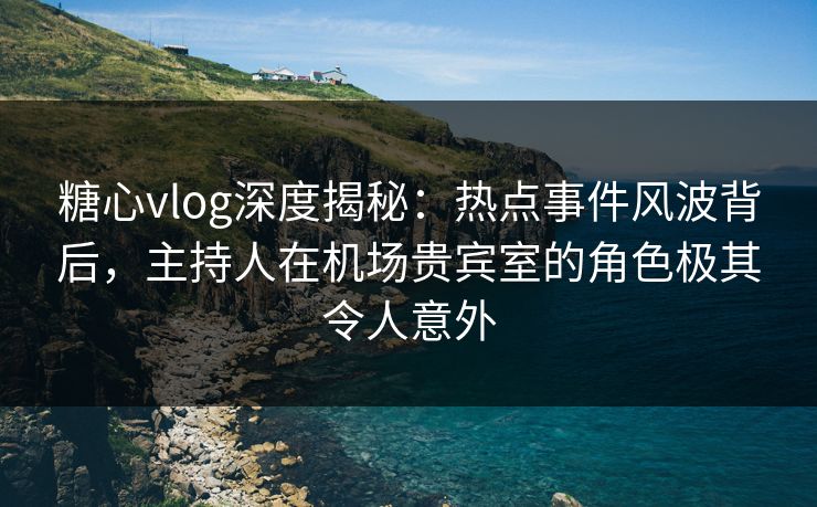 糖心vlog深度揭秘:热点事件风波背后,主持人在机场贵宾室的角色极其令人意外 糖心vlog深度揭秘:热点事件风波背后,主持人在机场贵宾室的角色极其令人意外